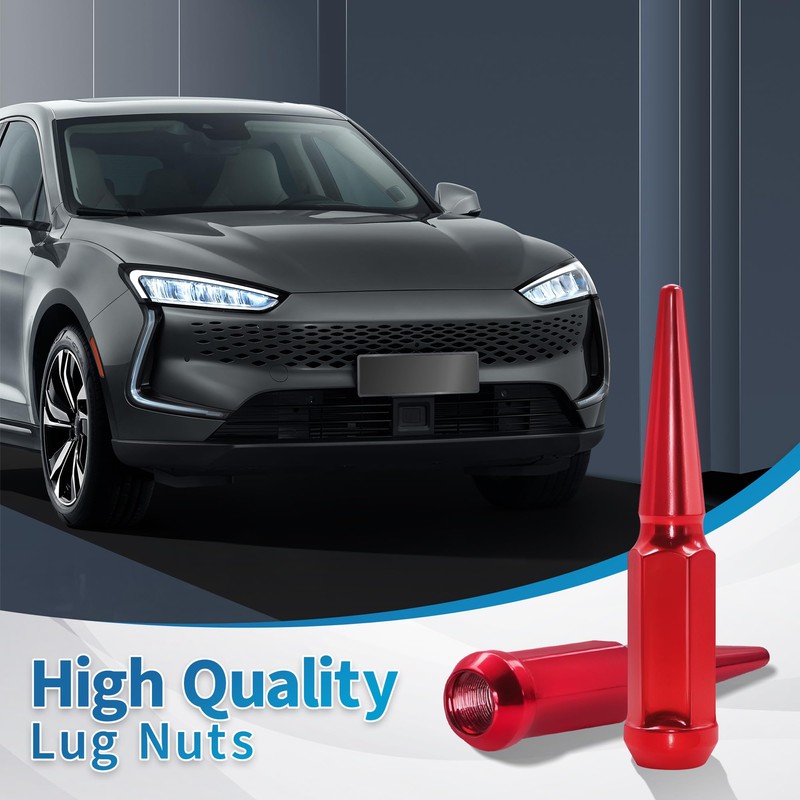 LUJIANI 1/2"-20 Wheel Spike Lug Nuts，24pcs 1/2-20 Locking Spiked Lug