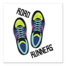 CafePress Road Runners Square Car Magnet 3 X 3 Square Car Magnet, Magnetic Bumper Display