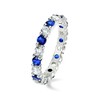 Sterling Silver Created Blue Sapphire and Cubic Zirconia Wedding Band