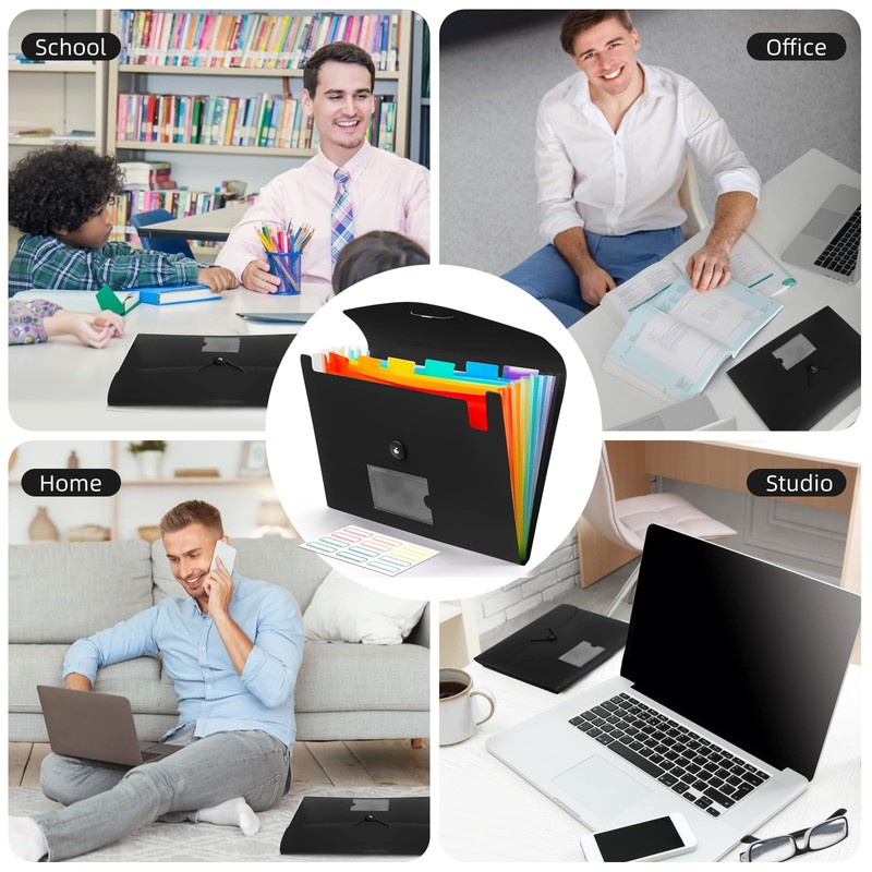 Accordian File Organizer 7 Pocket Expanding File Folder with Labels,