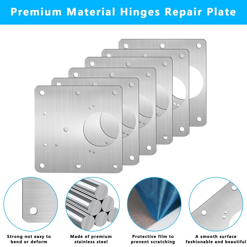 12 Pcs Stainless Steel Cupboard Hinges, Brackets, 96 Screws &
