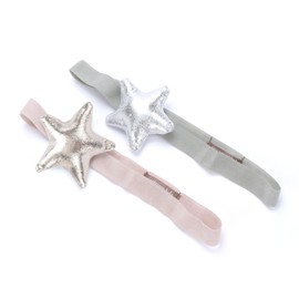 Kids Mettalic Star Headband pack of 2 - Silver/Rose Gold- Girls Ages (3-12)