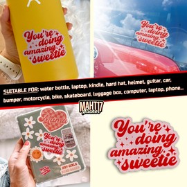(3Pcs) You're Doing Amazing Sweetie Sticker Retro Inspirational Sticker Cute Motivational Sticker 2" Waterproof Die-Cut Vinyl Sticker for Laptop Water Bottles Decal Birthday Gifts for Her Him 2 Inches