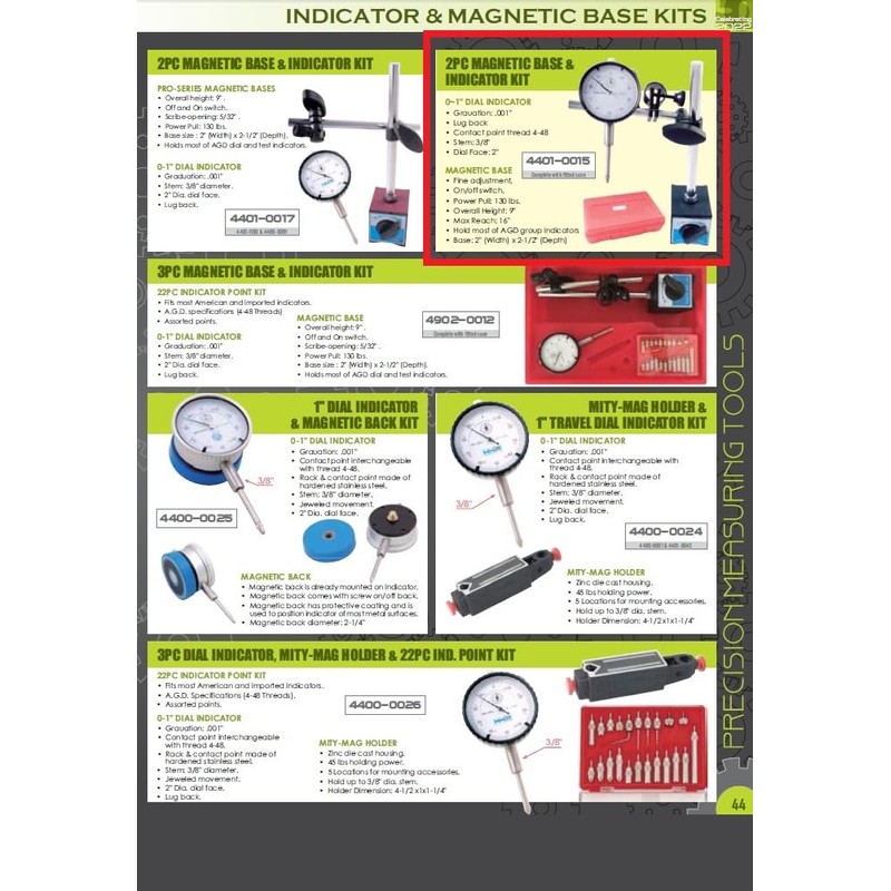 HHIP 4401-0017 1" Dial Indicator and Standard Pro Magnetic Base