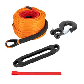 RudiUsoy Synthetic Winch Rope Cable Kit, 3/8'' 100FT 23809LBS Winch Line with Winch Hook & Safety Pull Strap for Off Road Vehicle ATV UTV SUV Trucks