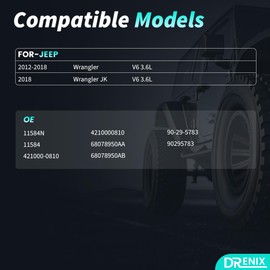 DRENIX High Output Alternator for//Jeep Wrangler 2012 2013 2014 2015 2016 2017 2018 Wrangler JK 2018 V6 3.6L 160Amp 12V CW 6-Groove Pulley 421000-0810 11584N