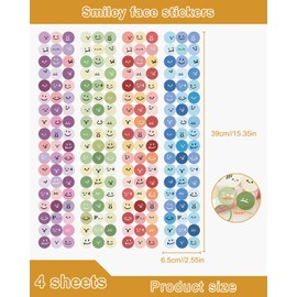 FUGLUS Pack of 216 Smile Stickers Small, Emoji Stickers, Reward Stickers, Meme Stickers, Teachers, Cute Emoticon Stickers, Smile Stickers, Reward Smile Stickers for Teachers, Presentation Cards for