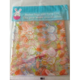 Greenbrier Easter Basket Bags with Twist Ties, 2 Pack, Bags is 22 in x 8 in, Bunny and Carrot Print