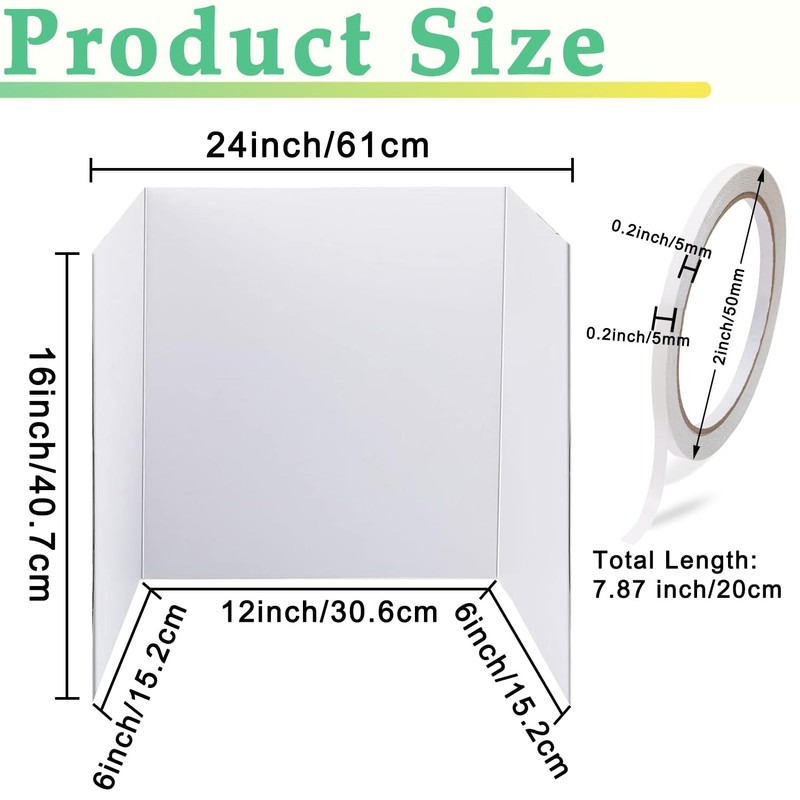 3 Pack Medium Trifold Poster Board, 24 x 16inches Poster