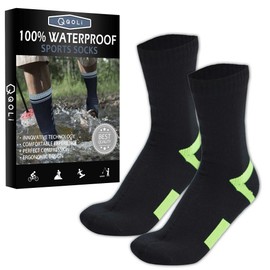 【100% Waterproof】 Breathable Socks for Outdoor Fishing Hiking Skiing Cycling Camping for Men & Women (as1, alpha, x_l, regular, regular, Black & Yellow)