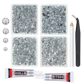 qiipii Silver Clear Resin Rhinestones w B7000 Jewelry Glue for Bedazzling Crafting 3mm-6mm Crystal White Flatback Stones Diamonds Crystals Gems Charms for Nails Face Tumblers Bottles DIY Crafts Phones