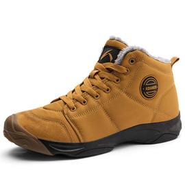 UPSOLO Botas de nieve de invierno para hombre, resistentes al agua, antideslizantes, totalmente forradas, informales, ligeras, para senderismo, Amarillo/2, 8 US