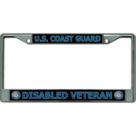 ucg coast guard disabled veteran logo seal chrome license plate frame usa made