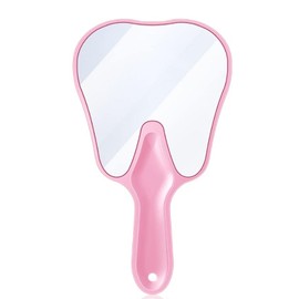 LA MIERE Tooth Shaped Mirror Ergonomic Handle Mirrors with Handle Hand Mirrors Dental Mirror Handheld, Pink