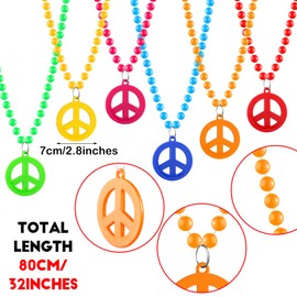 Hicarer Peace Sign Necklace Hippie Necklaces Hippie Jewelry Set Peace Sign Necklaces Costume Hippie Costume for 60s or 70s (24)