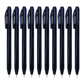 TrioSRTnRT Retractable Ballpoint Pens, BLACK, Fine Point (0.7mm), Pack of 10, Click Ball Pens, Perfect for School Office Home Use, iZOFAX Black Ball Pen
