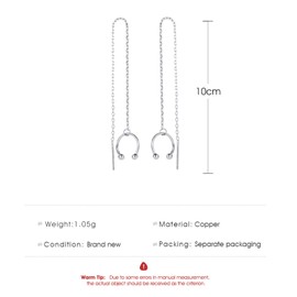 Yienate Fashion Silver Wrap Tassel Earrings Dangle Threader Long Silver Chain Dangle Earrings for Women Girls