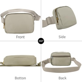 Frenou Waist Belt Bag Fashion Fanny Women and Men Gift Waist Pack With Adjustable Strap For Travel Running Hiking Walking, Wood Grey with rope, Strap Length: 43.3 inches, 1 Pack With Rope