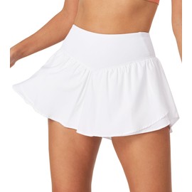 Ewedoos Womens Flowy Shorts with Pockets Tummy Control Athletic Shorts for Women Running Shorts Tennis Skirt Skort White