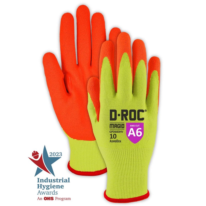 MAGID D-ROC AeroDex ANSI A6 VersaTek Grip Coated Work Glove,