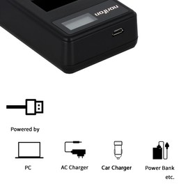 Norifon NP-FW50 Dual Channel LCD USB Charger for Sony Alpha 6000, 5000, 5100, ILCE-6000, ILCE-7, NEX-5T, NEX-6, NEX-5R, NEX-7, NEX-5, NEX-3N, NEX-3, NEX-C3, SLT-A37 Camera and More, NP-FW50-DL