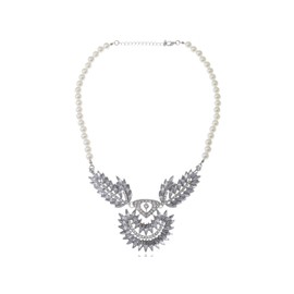 Alilang Womens Faux Pearls Clear Rhinestones Costume Flapper Party Necklace