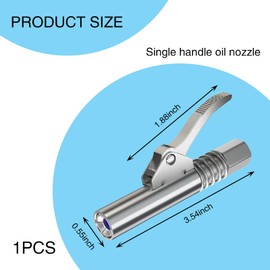 GKmow 1 PC Vehicle Grease Gun Coupler, 3.54" High Temperature Resistant Stainless Steel Locking Clamp Type Single Handle Grease Nozzle, for Excavator, Bulldozer, Truck, Mechanical Equipment (Silver)