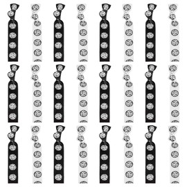 Heclia Volleyball Hair Ties 24 PCS Volleyball Gifts for Team Elastic Volleyballs Bracelets No Crease Ribbon Ponytail Holders Hair Accessories for Women Girls Player Volleyballs Party Favors