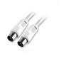 Ex-Pro® AV-Pro Gold Plated TV Coax Aerial RF Fly Cable Lead Wire (M-F) Female to Female Adapter (M-F) (1.5m, White Nickle Plated)