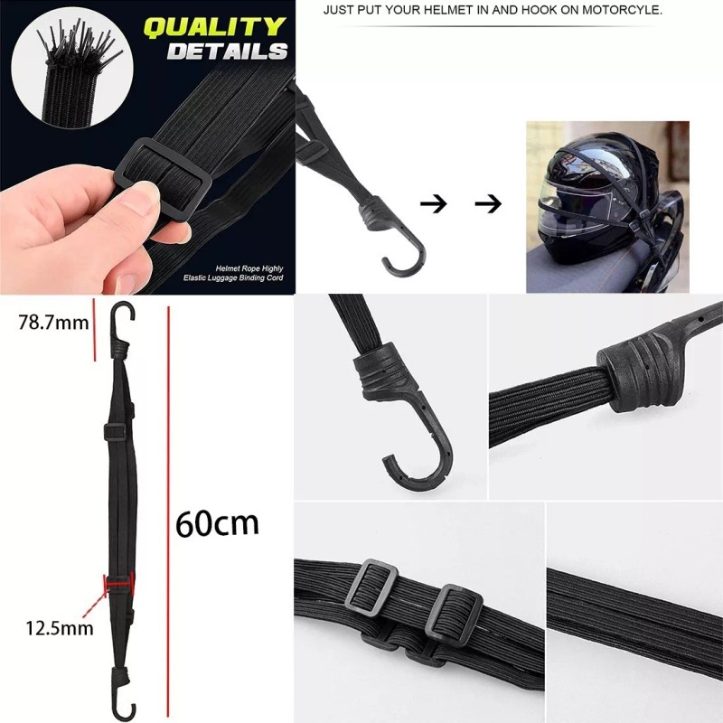 Redes Malla Moto Sujetar Casco Portabulto Cuerda Gancho 3pcs