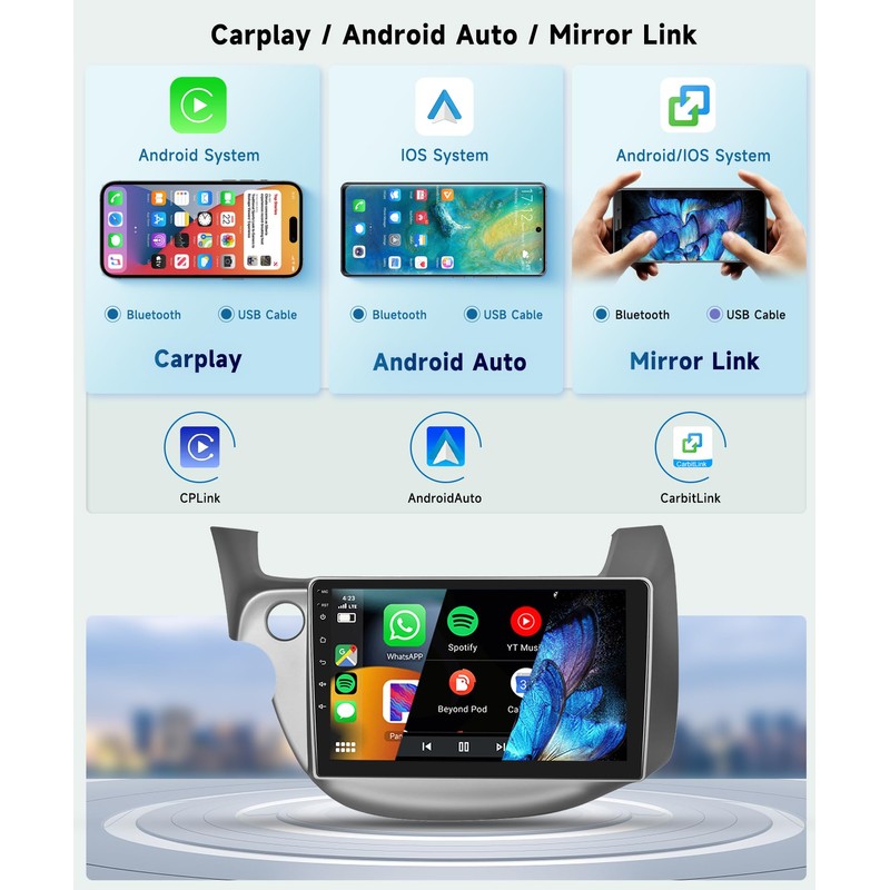 8 CORE 4G+64G Car Radio Stereo for Honda Fit 2008-2013