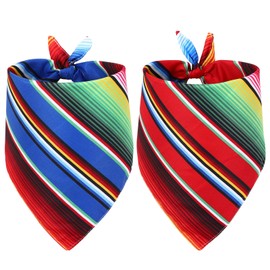 Whaline Mexican Dog Bandana Cino De Mayo Fiesta Pet Scarf Double-Sided Colorful Stripes Pet Neckerchief Adjustable Dog Bibs for Small Medium Large Cat Dog Carnival Accessories, 2 Pack