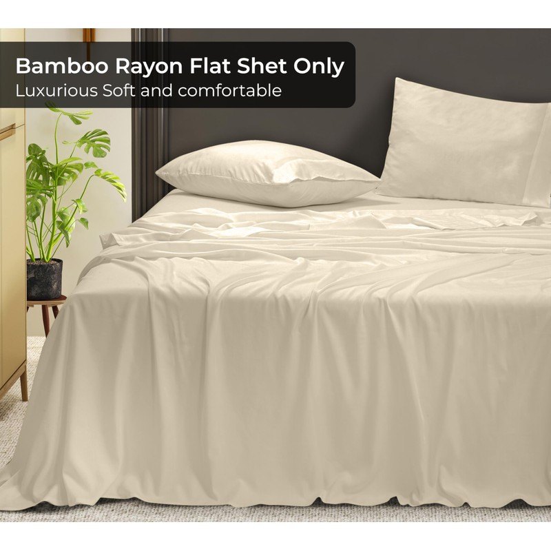 Royale Linens Bamboo Viscose Twin Flat Sheets Only - Cooling
