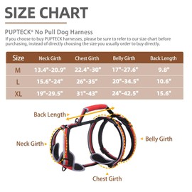 PUPTECK Escape Proof Dog Harness with Padded Handle, No Pull Pet Vest Harness Durable Reflective for Medium Large Dogs Walking Training and Running, Red, M