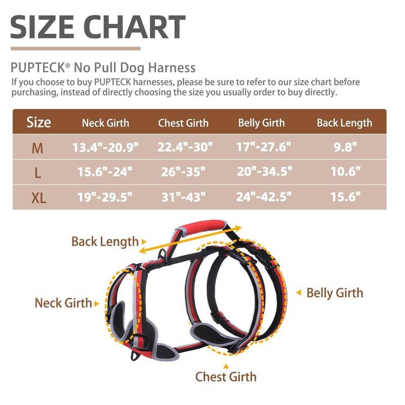 PUPTECK Escape Proof Dog Harness with Padded Handle, No Pull