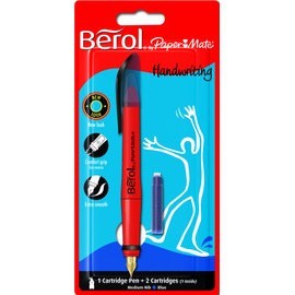 Berol Handwriting Fountain Pen with Medium Nib, Blue, Box of 12