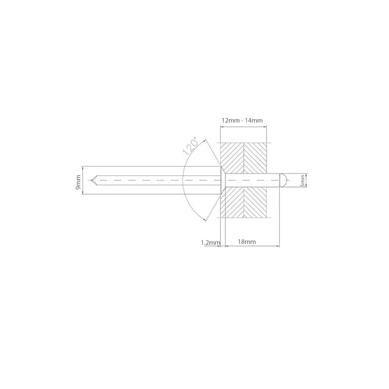 5mm x 18mm Blind Pop Rivet Countersunk Head Aluminium/Steel Shaft