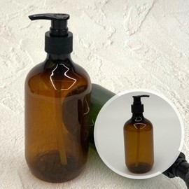 Shampoo Empty Bottle Pumping Container Dispenser Brown 4ea