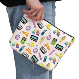 G2TUP Retro 90’s Inspired Gift 90's Party Makeup Bag Retro 90s Themed Cosmetic Bag Kidcore Lover Gift Kidcore merch (90's Party MB)