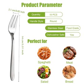 10 Stück Kuchengabel, Edelstahl Gebäck Gabeln Set, 14cm Silber Tafelgabeln Gabel Kit Dessertgabeln Kuchengabeln Kleine Gabeln, Spiegelpoliert Gabelnfür Konditoreien, Restaurants, Haushalte, Kantinen