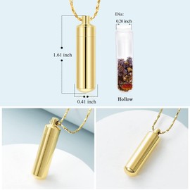 memorial jewelry Cremation Jewelry for Ashes Pendant Urn Necklace Cylinder with Glass Vial Keepsake Ashes