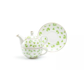 Grace's Teaware Grace Teaware Shamrock Fine Porcelain Tea For One Set with Gold Trim