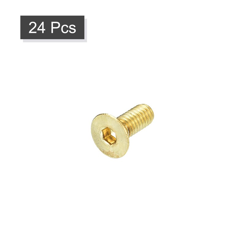 uxcell Flat Head Socket Cap Screws, M4-0.7 x 10mm Brass