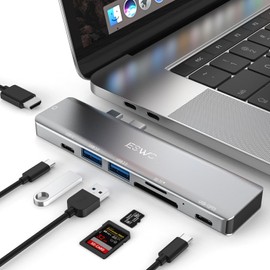 JESWO HUB USB C, 7 en 2 Adaptador USB C a HDMI 4K, 1USB 3.0, 1USB 2.0 y 1USB-C 2.0, 1Multifuncional Tipo C, Lector Tarjeta SDTF, Compatible con...    