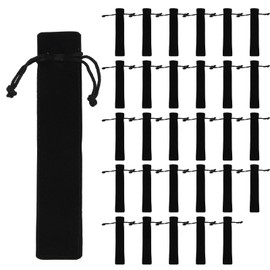 Dokpav 30 Pcs Velvet Pen Pouches, 6.9x1.4 Inch Black Pencil Bag with Drawstring, Single Pen Sleeve Holder Pen Bag Case for Office School Business Supplies