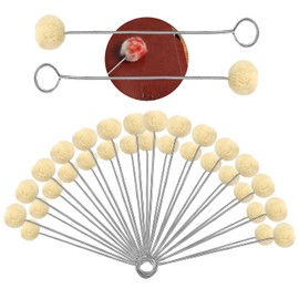 Amazleer Pack of 30 Wool Daubers Ball Brushes, Leather Dyeing Tool with 15 cm Metal Handle, Perfect for Leather Dyeing, Crafts and Gluing (30)