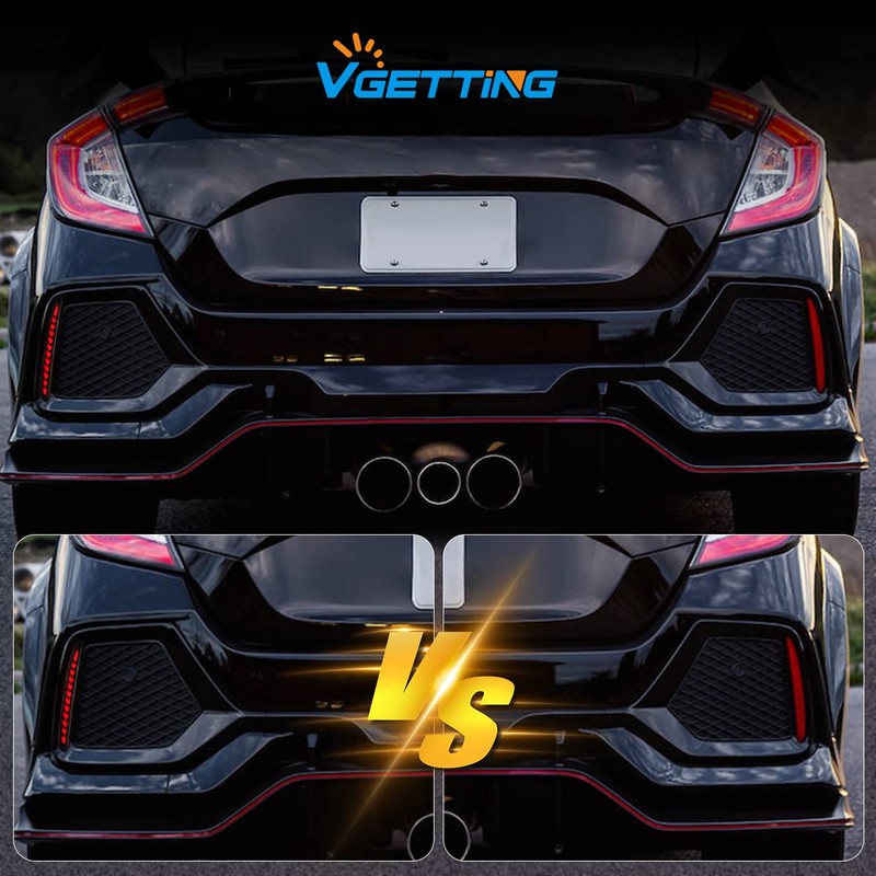 VGETTING Smoked Lens LED Reflector Lights for Honda Civic Hatchback,