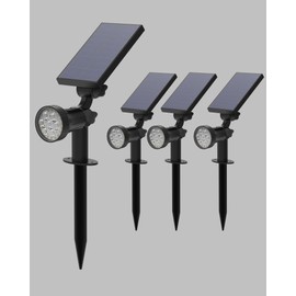 HRUUROO Outdoor Solar Spotlight, 30 LED Solar Outdoor Lights, Auto On/Off with 3 Modes, IP65 Waterproof Solar Lights Landscape Lighting Garden Wall Lights, Solar Lights 4Pack White