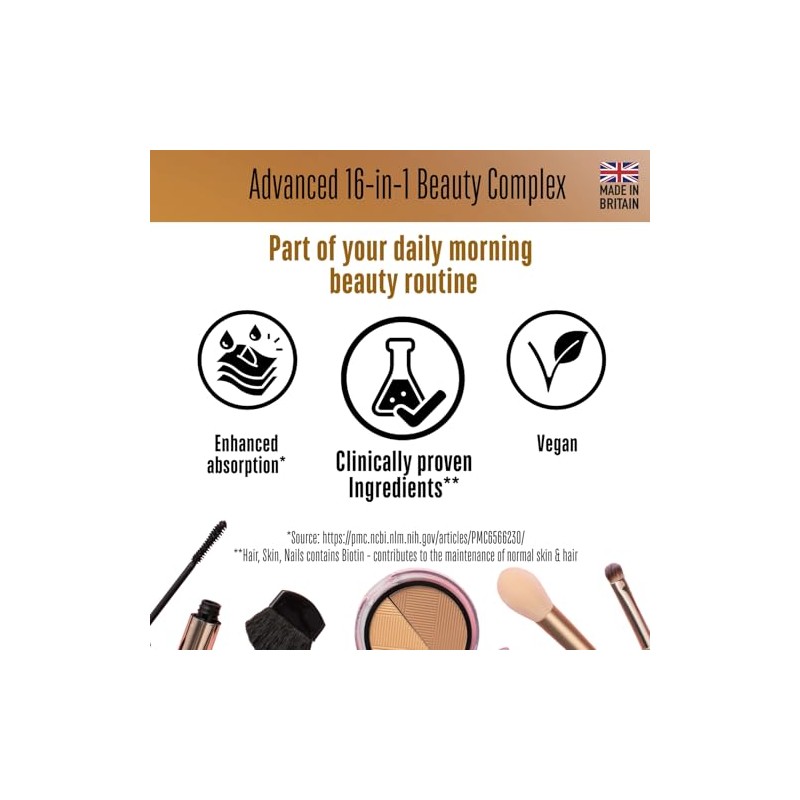 Vedic Skin Hair Nails Beauty Complex | 16-in-1 Vegan Capsules