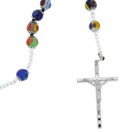 Glass Of Venice Murano Glass Millefiori Italian Rosary - Multicolor